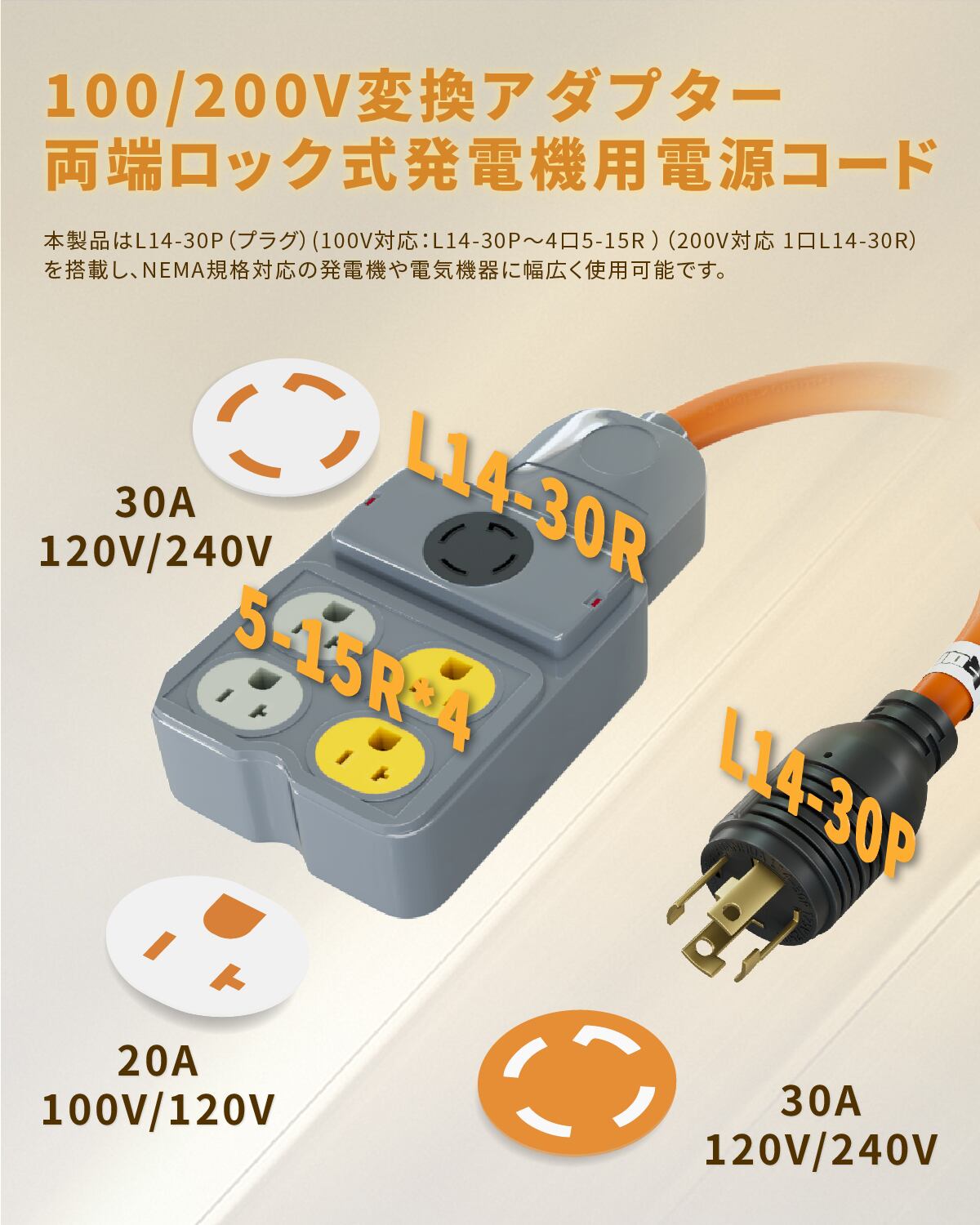 実績多数 充電変換延長ケーブル 200V→100V 30m 実績多数 充電変換延長ケーブル 200V→100V 30m 実績多数 充電