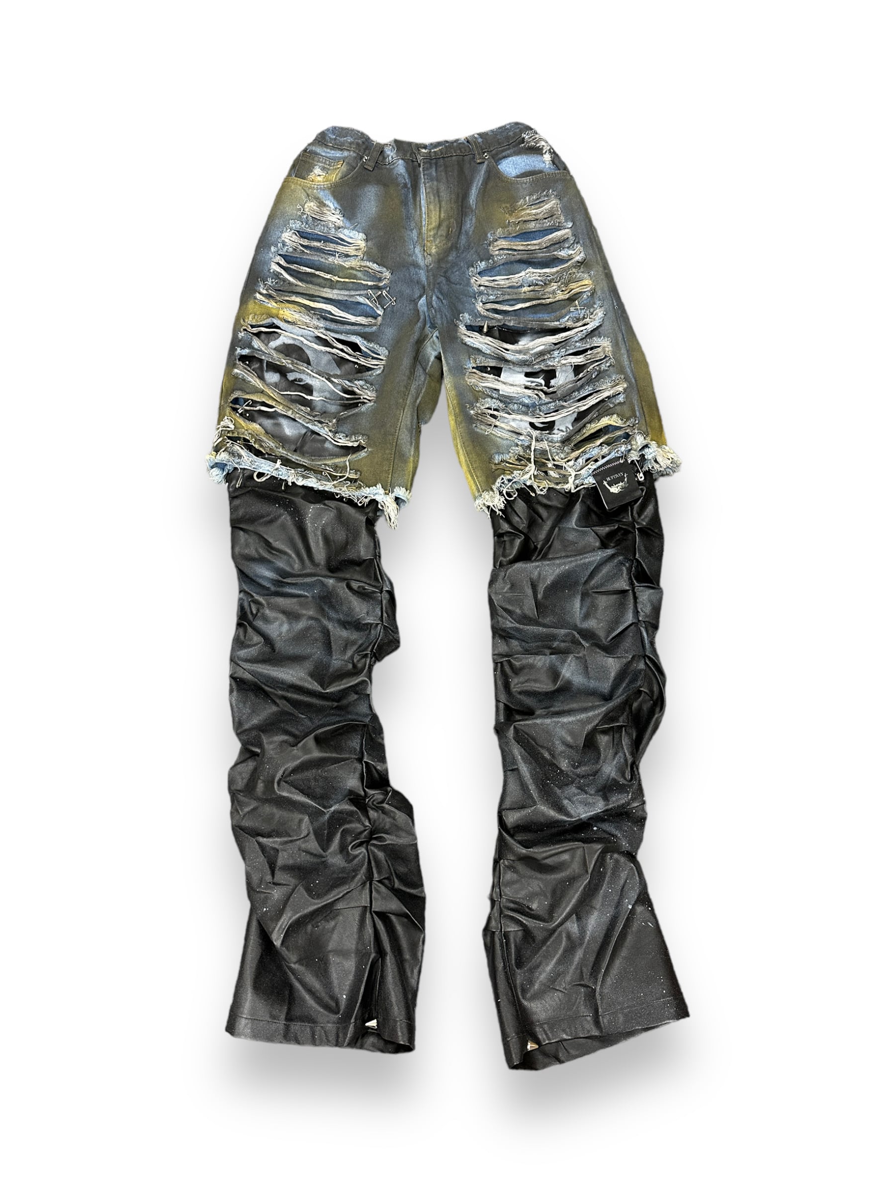 【RUPTIVEY】damage denim leather design pants "破喰"