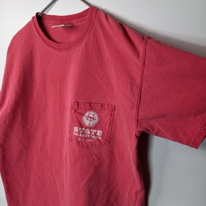 クルーネック　ポケット　Tシャツ　半袖　くすみレッド　M