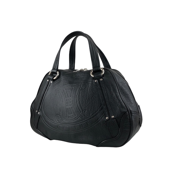 CELINE セリーヌ ハンドバッグ ブラック ブラゾン型押し レザー ミニボストン vintage ヴィンテージ オールド 2bg7ri