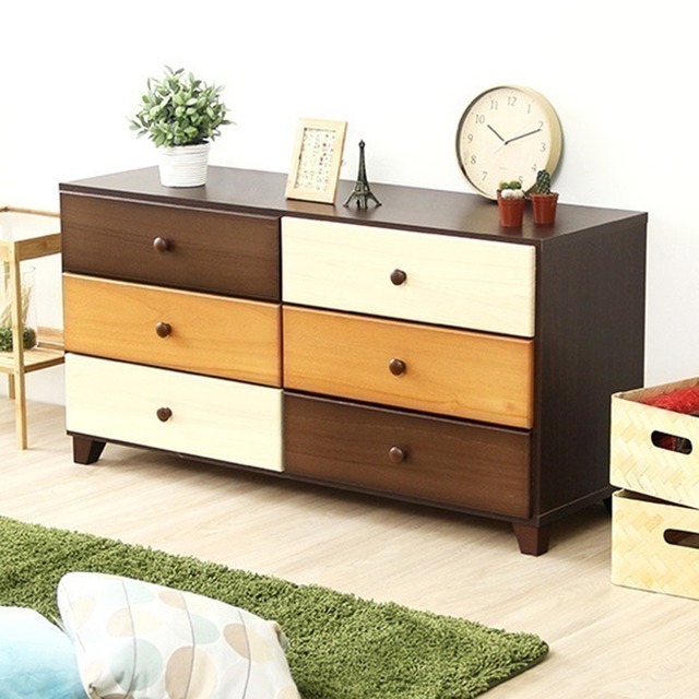 オシャレに可愛く収納 リビング用ローチェスト 4段 幅90cm 天然木 桐 日本製