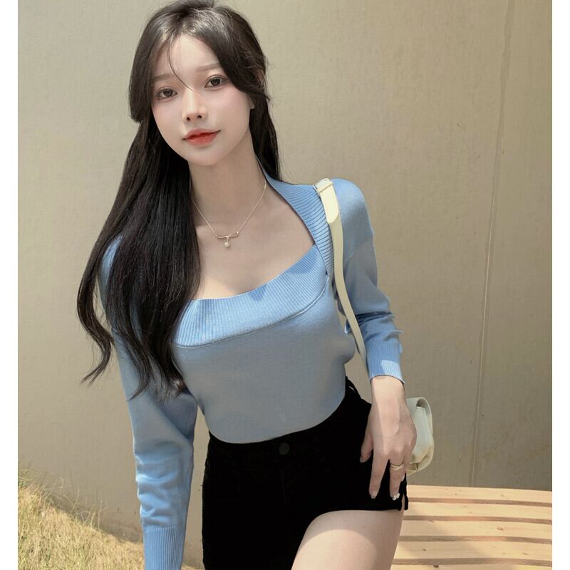 スタイルスリムブラウス オータムセーター 秋物 スクウェア ガールズファッション55105486868