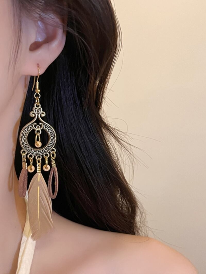 フックピアス アンティーク風 ボヘミアン 揺れる 民族風ピアス