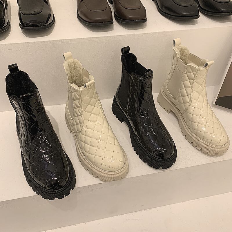 ショートブーツウィンターストレッチベルト スリーブベルベット 靴 シューズ エラスティック 伸縮 冬物 ラウンドトー ハーネス フェイクシューズ19801323306