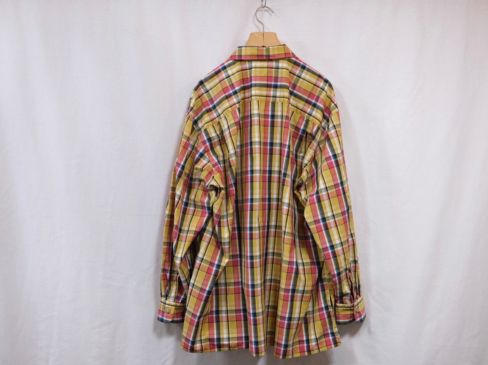 Marvine Pontiak shirt makers”Open Collar Shirt Yellow Madras CH