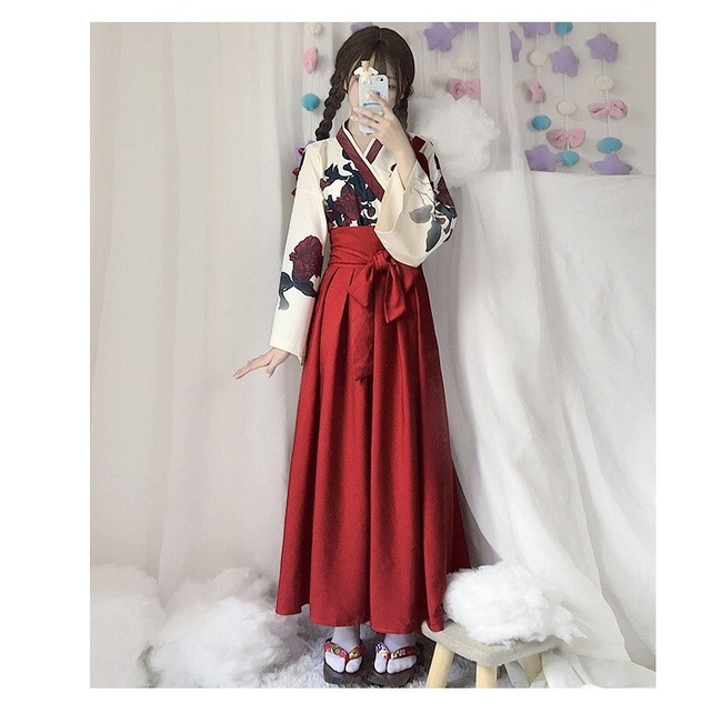 超簡単に変身できる可愛い和服上下セットコスプレコスチューム忘年会フェスイベントキュートな装い気軽に着れるショート ロング丈の２タイプ２カラー アニメキャラ Dream Heart