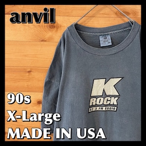 【anvil】 90s オーバーサイズ 刺繍タグ ラジオ局 アドバタイジングTシャツ ゆるだぼ 雰囲気○