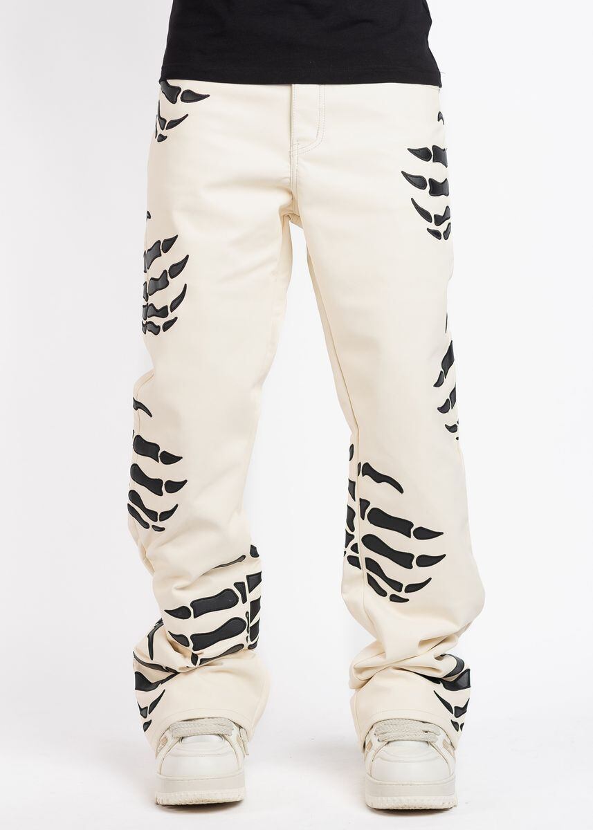 GUAPI bone hands white leather pants | Bigwillie