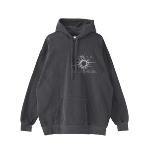 Luck is Force　Garment dye Hoodie Black [T0029]