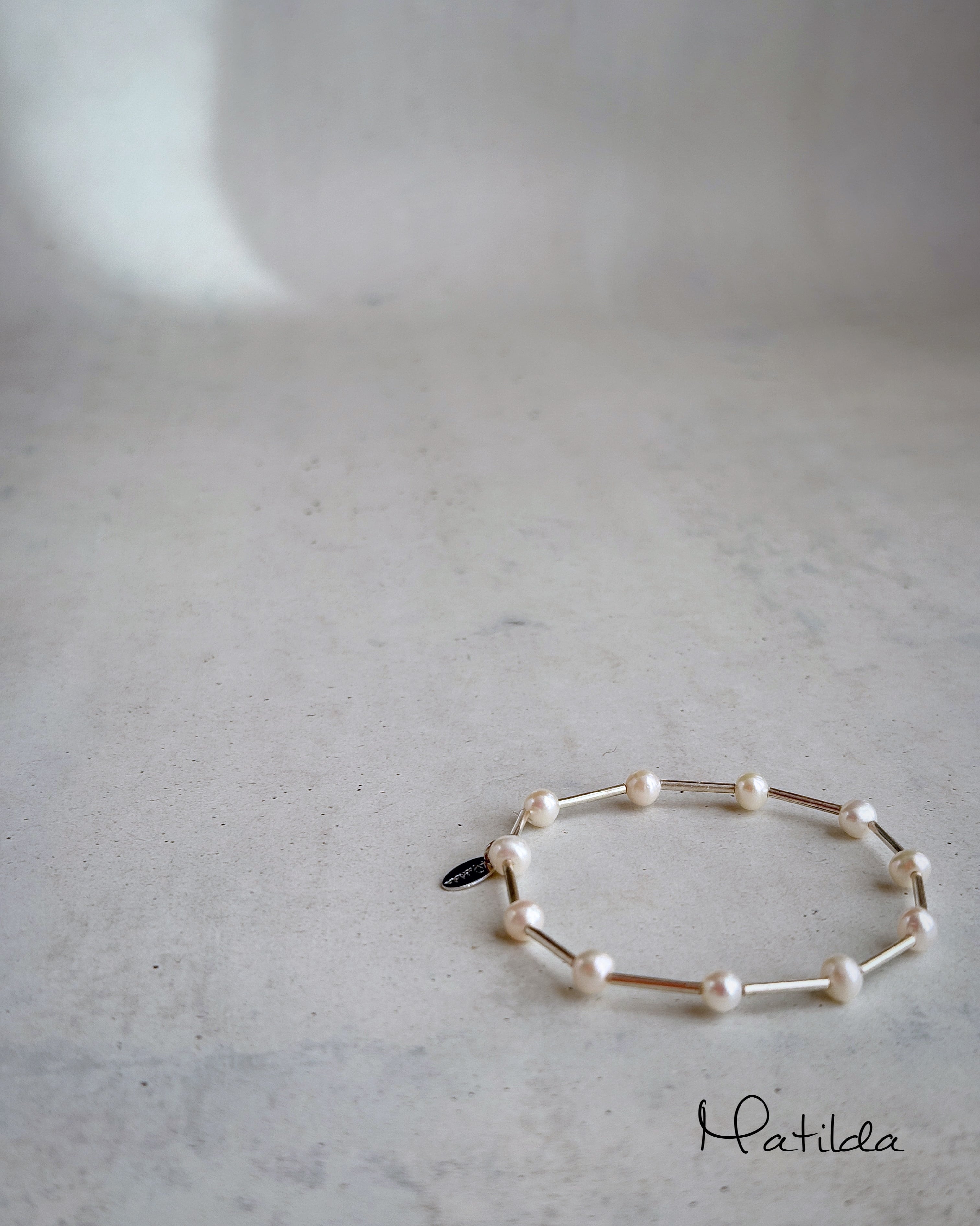 【再販】Tube & stone bracelet(淡水パールS)