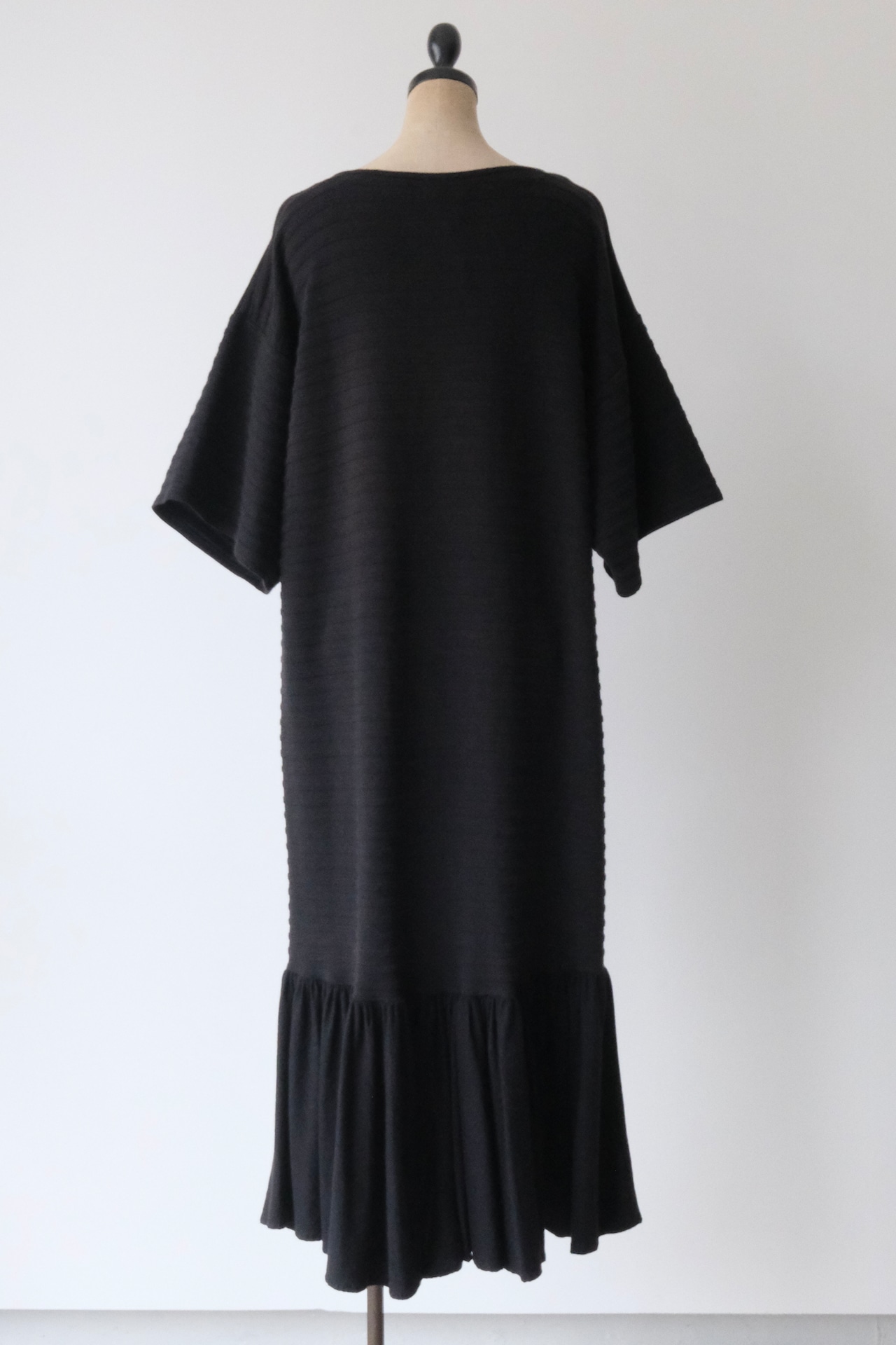 Vuokko ribbed jersey frilled hem dress