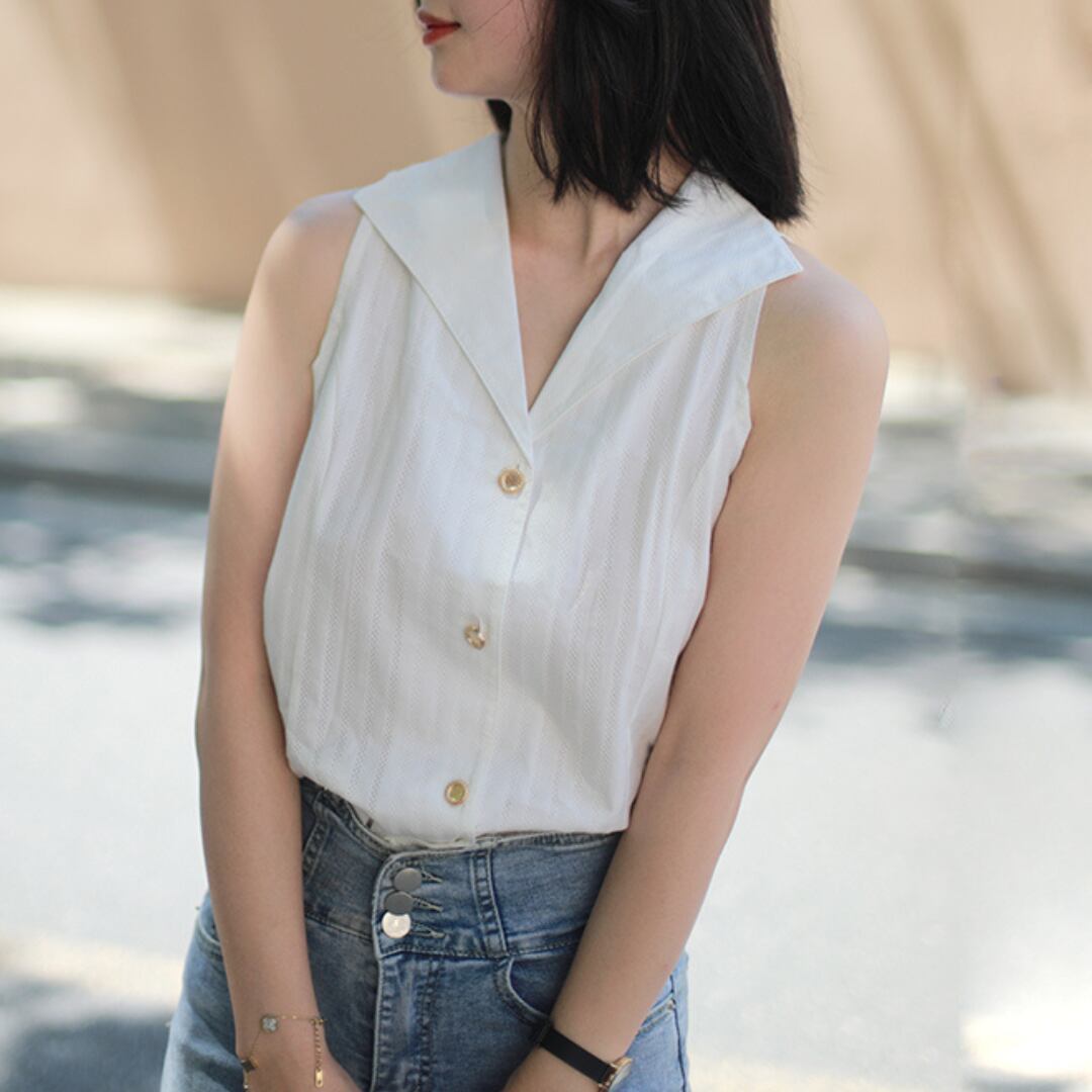 Vネック ノースリーブシャツ 00374