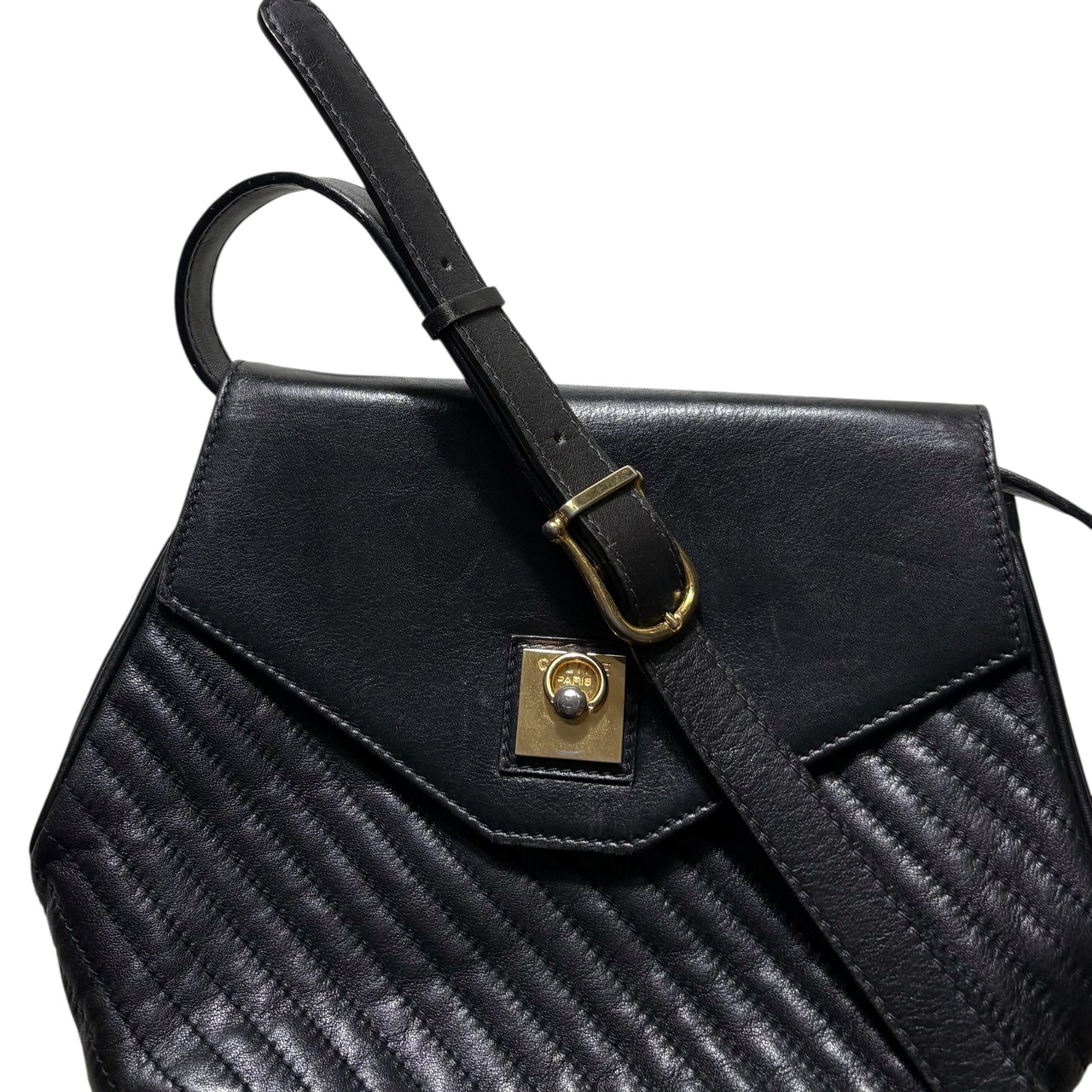 vintage CELINE black leather shoulder bag