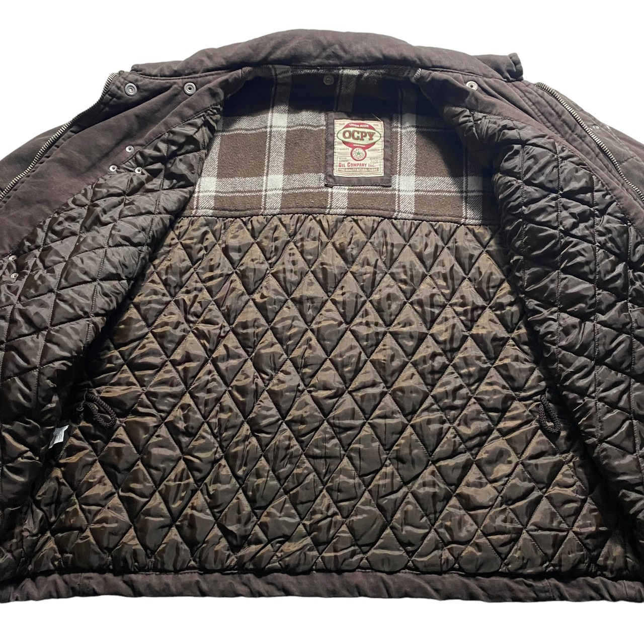 vintage brown canvas fireman jacket