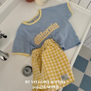 【 yellow factory】カリフォルニアTシャツ 80〜120cm ブルー240531