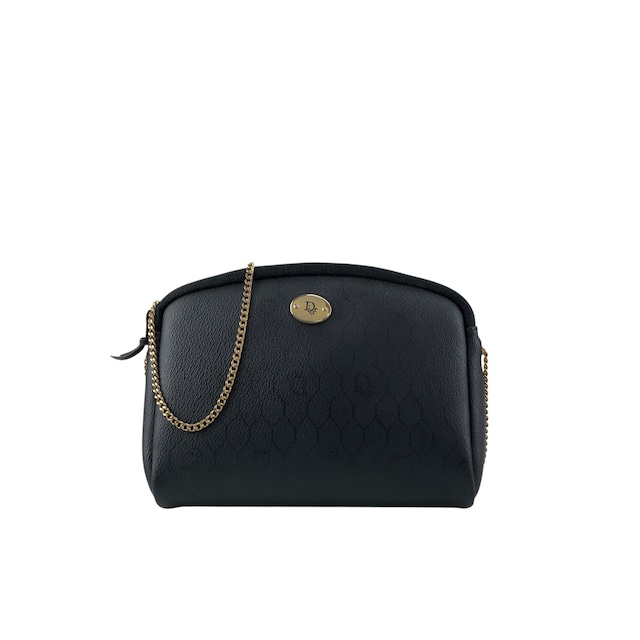 Christian Dior クリスチャン ディオール ハニカム柄 ショルダーバッグ ブラック ロゴ PVC チェーン vintage ヴィンテージ オールド tipncx