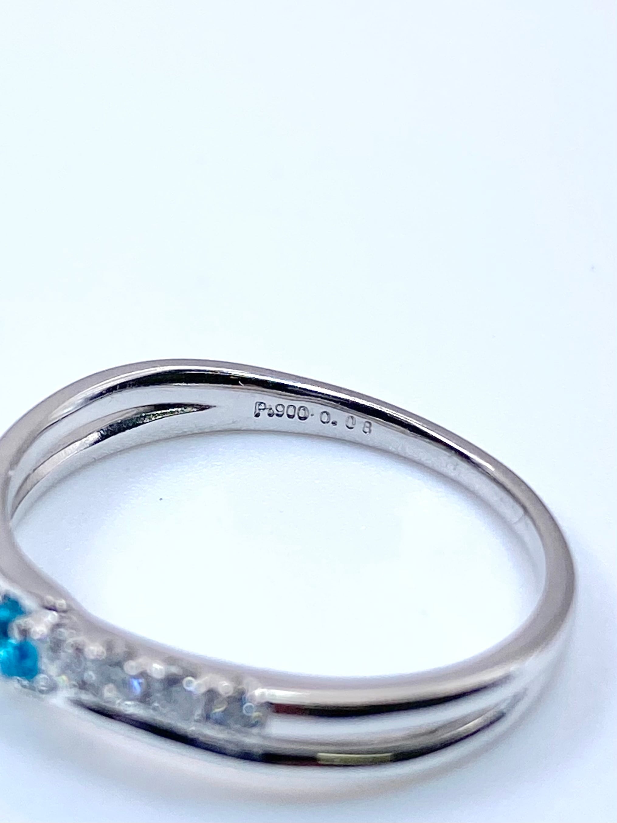 パライバトルマリン 0.08ct / ダイヤモンド 計0.14ct Pt900 リング 12