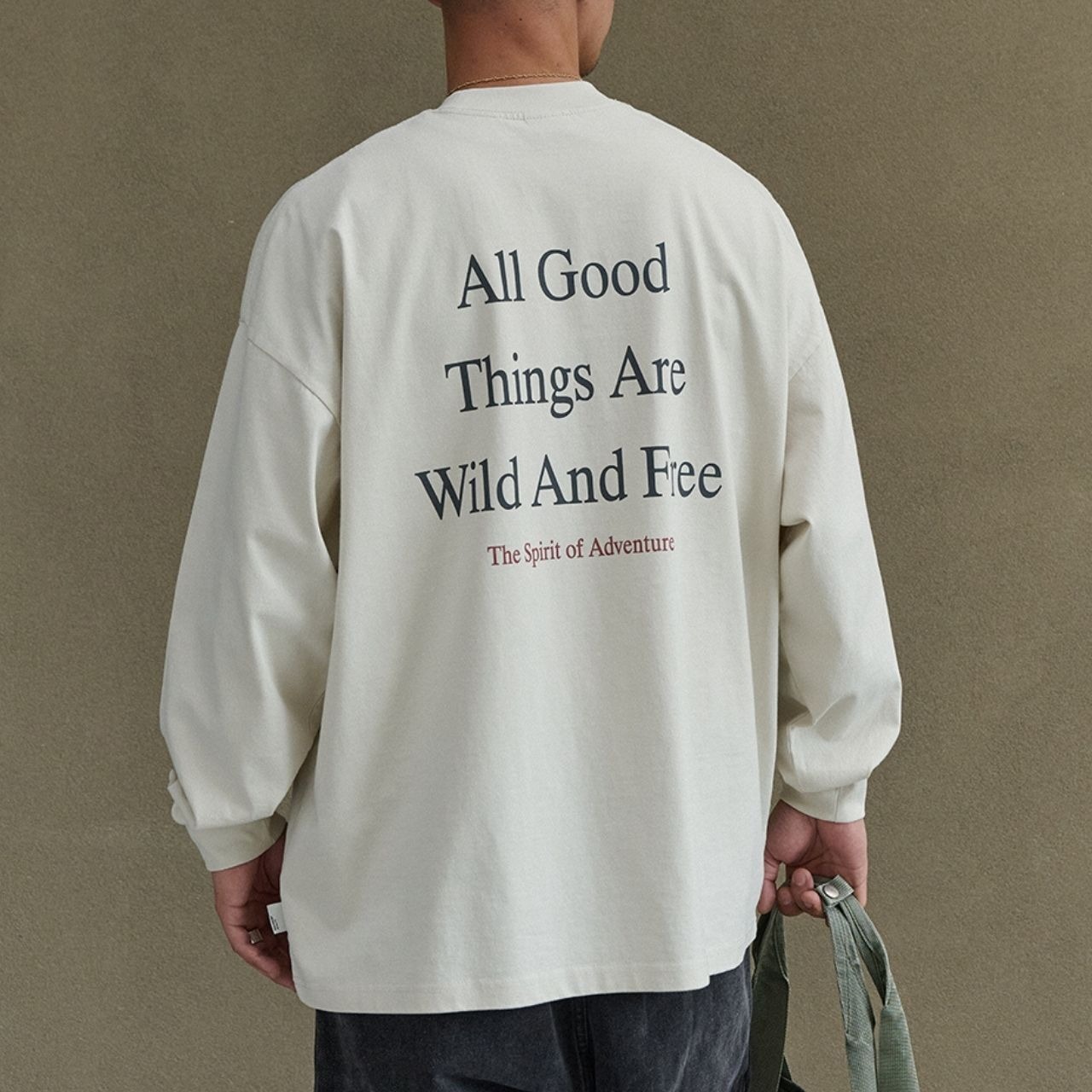 アルファベッドプリントウォッシュド加工ロングTシャツ　1168