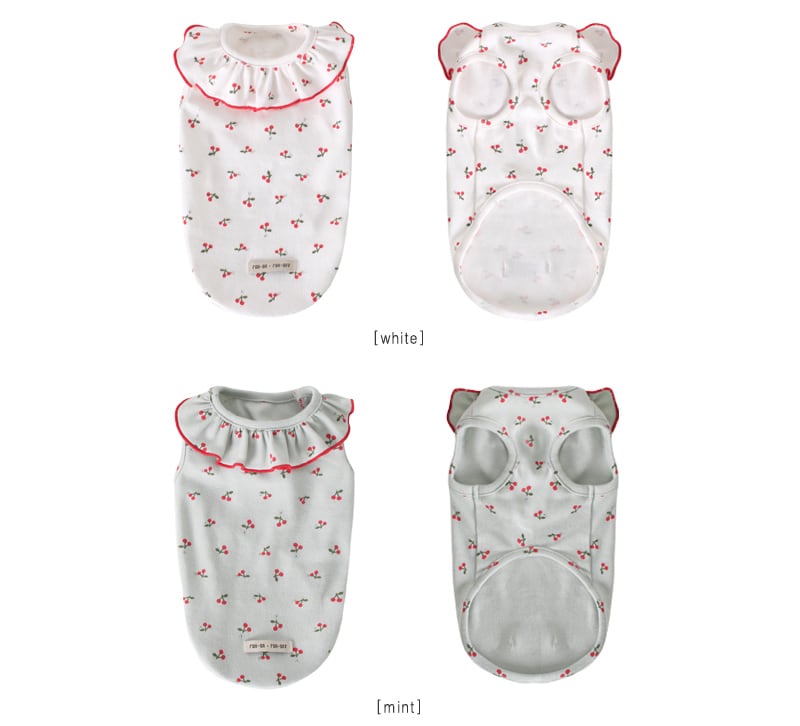 チェリーノースリーブ S ~ XL 2color  /  ワンコ服 犬服 新作 可愛い 犬の服 お出かけ ペット洋服 春夏 ドッグウェア top70