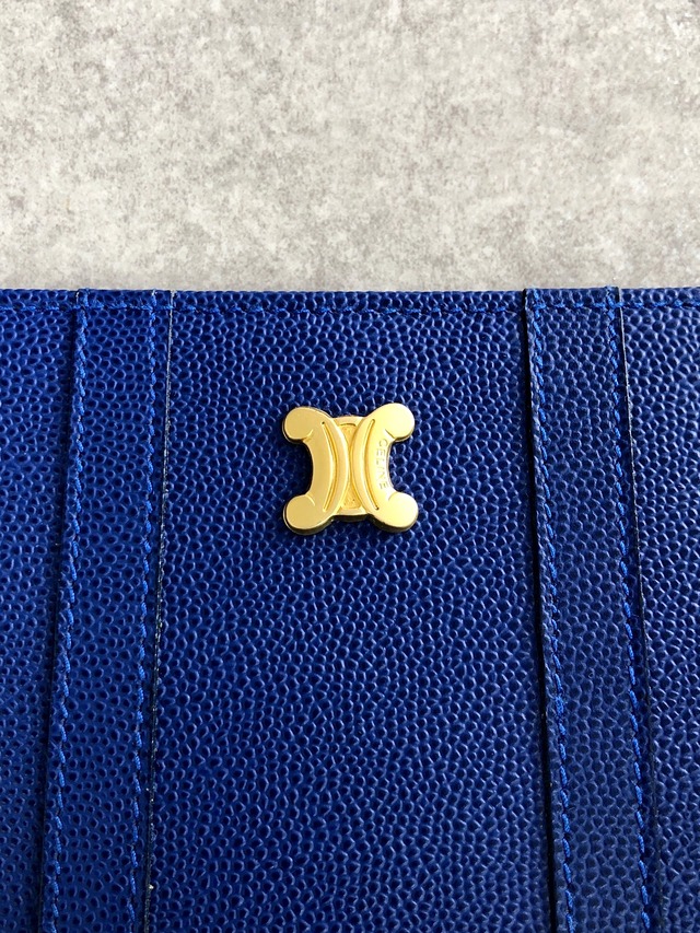 CELINE セリーヌ 財布 ブルー ブラゾン レザー 二つ折り財布 vintage ヴィンテージ オールド 8k5sbu