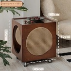 サイドテーブル キューブ型 円形収納 キャスター付き 移動式 北欧風 木製 モダン インテリア リビング ベッドサイド 多機能 おしゃれ