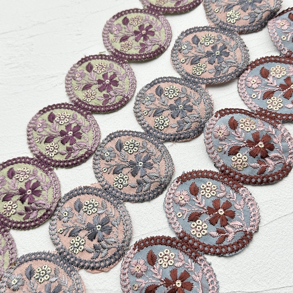 オーバル [ピンク] インド刺繍リボン 2418 | インド刺繍リボン専門店