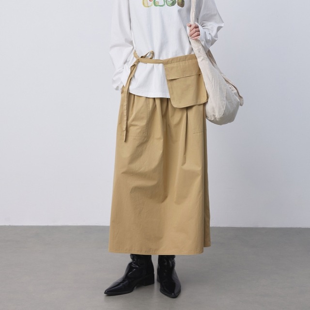 着脱可能フラップポケット付きギャザーフレアースカート　　1030