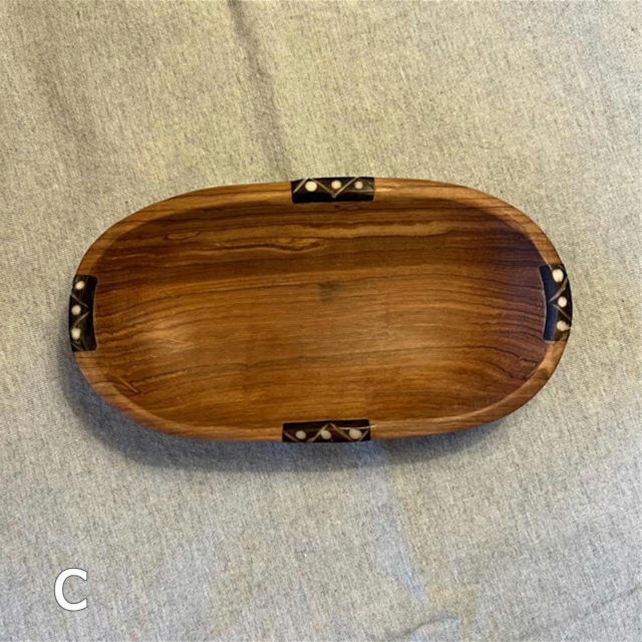 Kenya Square Olive Wood Tray 3type / ケニア オリーブウッド 四角 トレイ 全3種 ウッドトレー 小物入れ キャッシュトレイ コイントレイ ワンポイント 牛骨 インテリア雑貨 アクセサリー収納 ハンドメイド ナチュラル ウッディ おしゃれ ギフト プレゼント