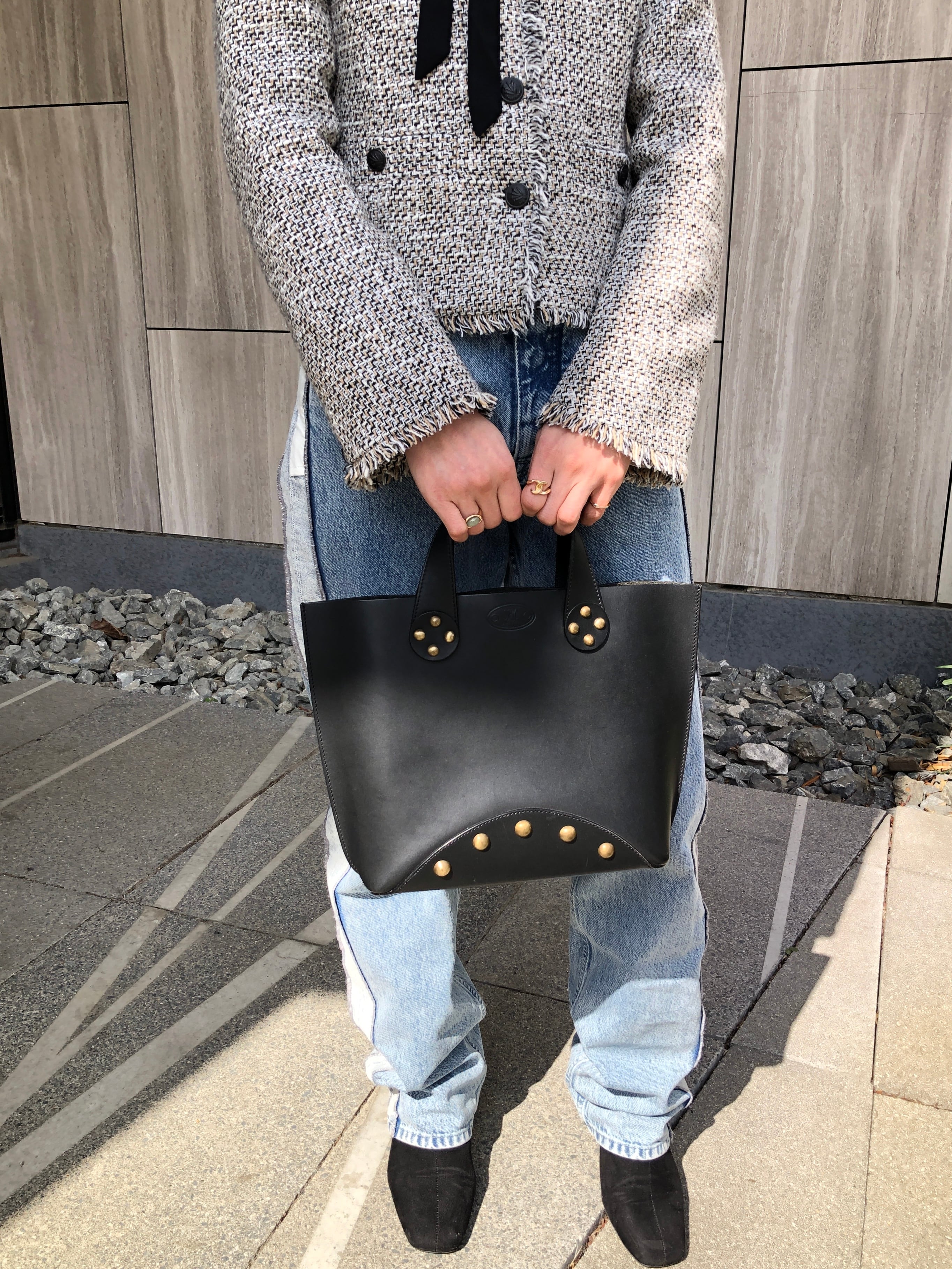 CELINE セリーヌ ハンドバッグ ブラック ブラゾン スタッズ レザー