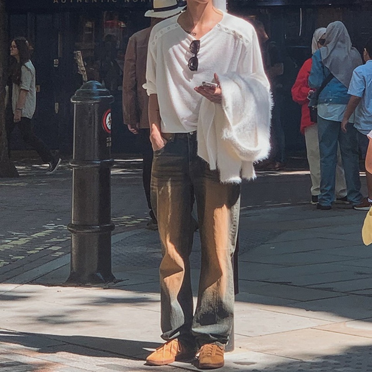 ネックスナップボタンロングTシャツ　991