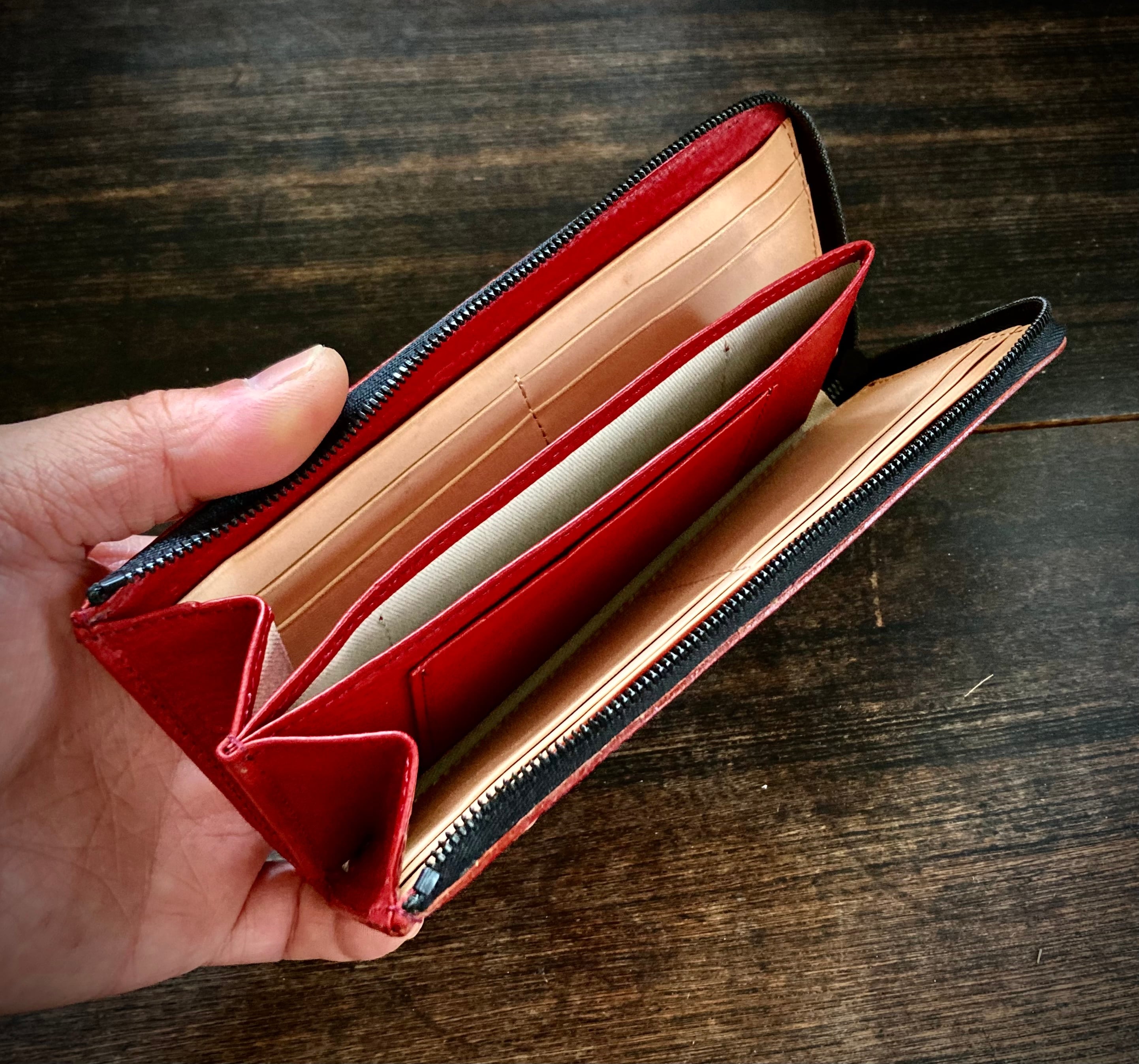 長財布【花六つ目】flower hexagram《赤》 | 竹かごの店 かご屋 by 有