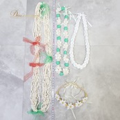 フラダンス 小物 まとめ売り 全13点 セット シェルレイ ククイ チョーカー ヘアアクセサリー ヘアクリップ 花 白 黒 緑 オレンジ 12連 タヒチアン 首飾り 腕飾り シェル リボン バードオブパラダイス レイ
