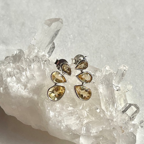 【超美石】シトリンのピアス　1175