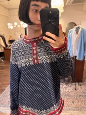 L.L.Bean Nordic Pattern Merino Lambswool Cardigan