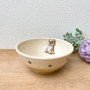 茶柴犬のお茶碗(黄瀬戸)