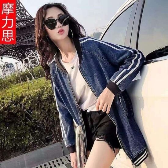 サイドラインノーカラーデニムジャケット