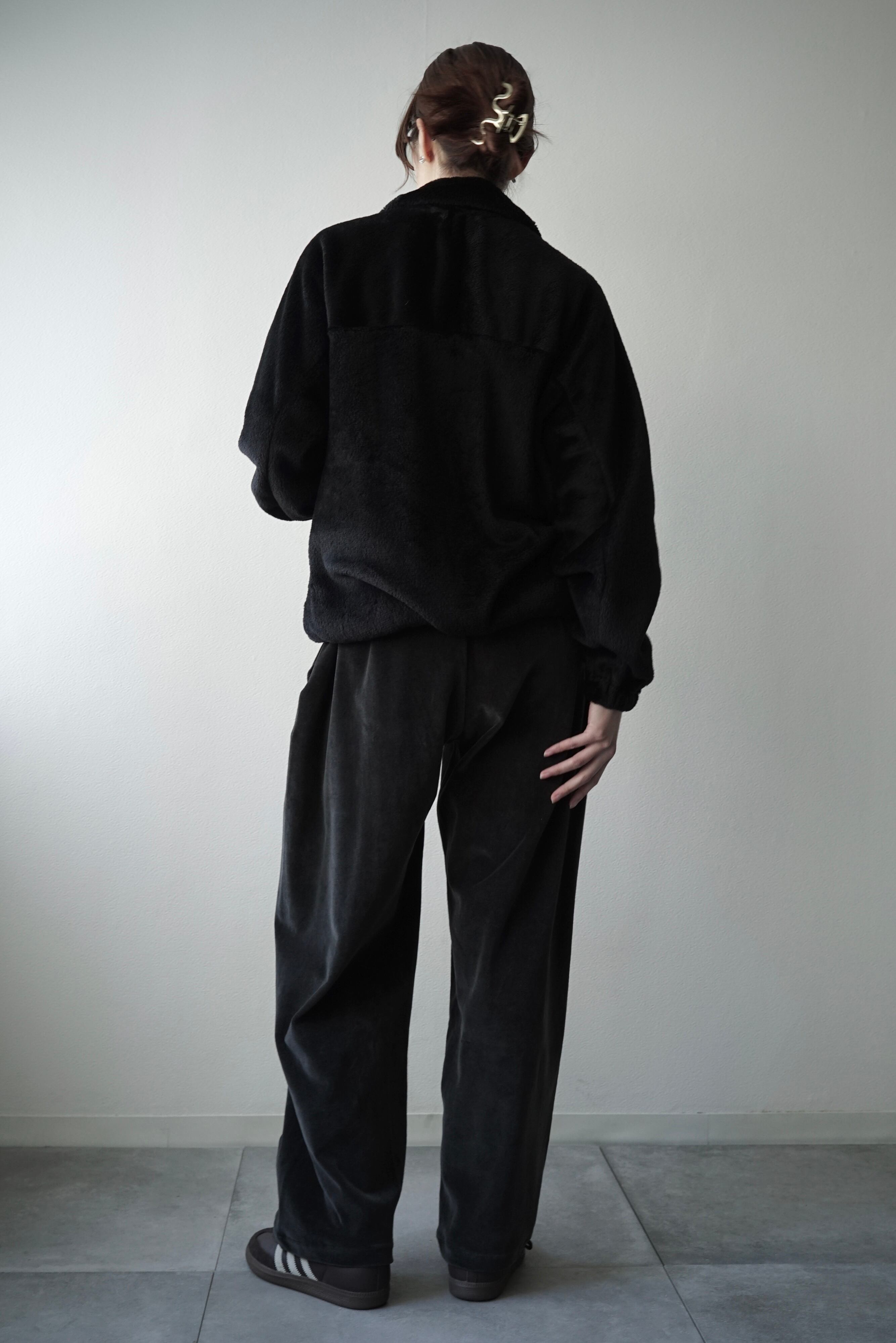 Organic Cotton Velour / Wide Leg Pants (FADE BLACK) | C O L I N A