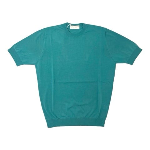 FILIPPO DE LAURENTIIS(フィリッポ デ ローレンティス) crepe cotton short sleeves knit/PEACOCK GREEN(740)