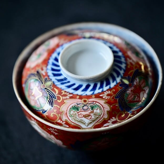 51220】 伊万里金彩 蓋つき碗(1個) 明治/ Imari Rice Bowl with a rid