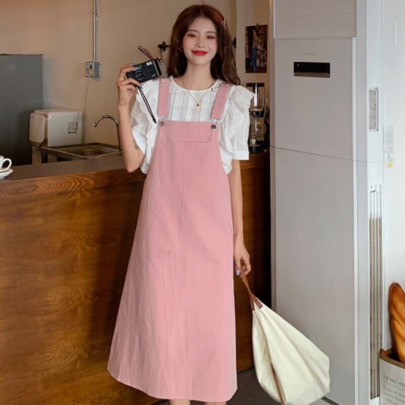 サマードレス スリーブシャツ ピンク 大人ガーリー スウィート キュート カジュアル 夏物 YY-ファッション21872483660