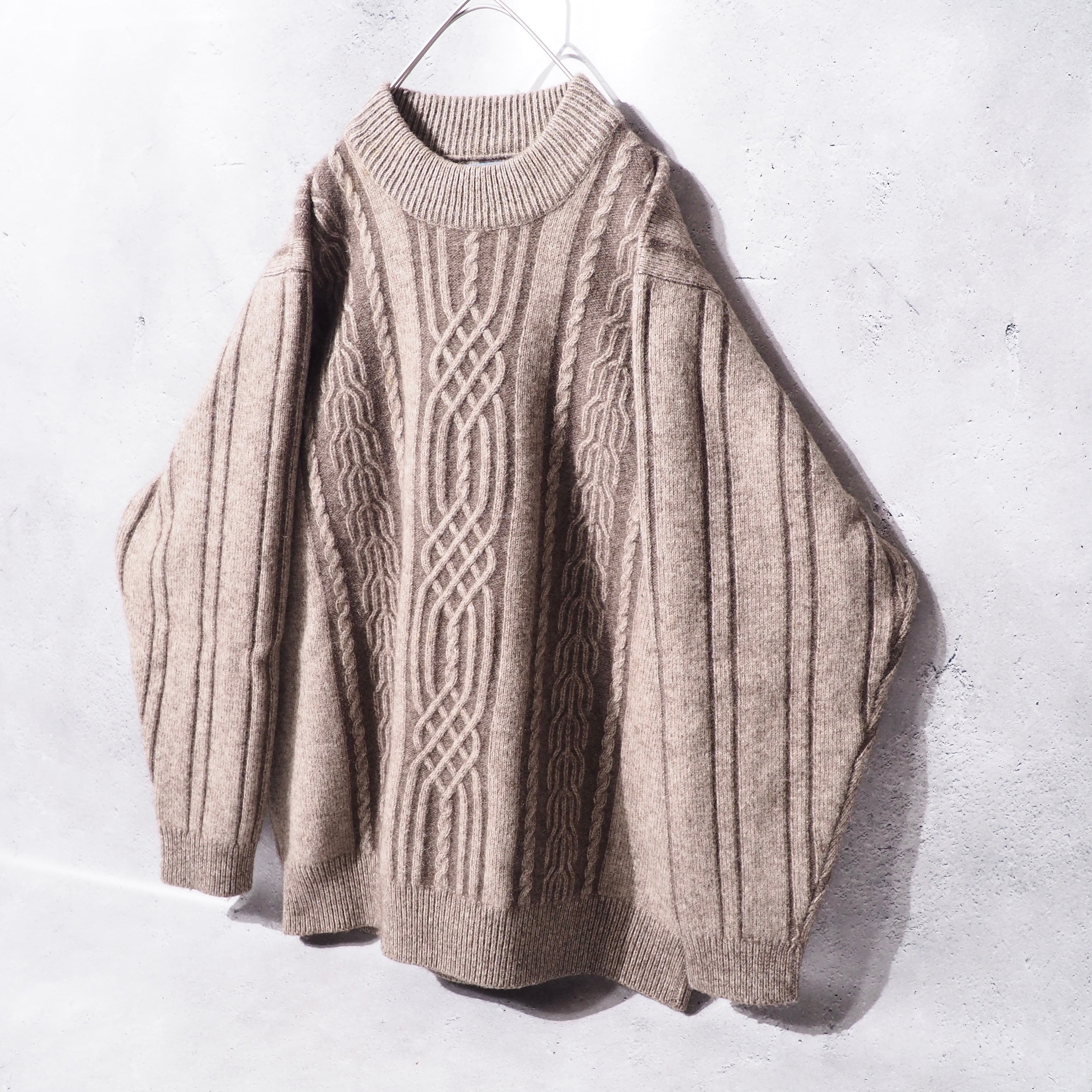 1990s " Cashmere mix " Twist Rope pattern vintage knit