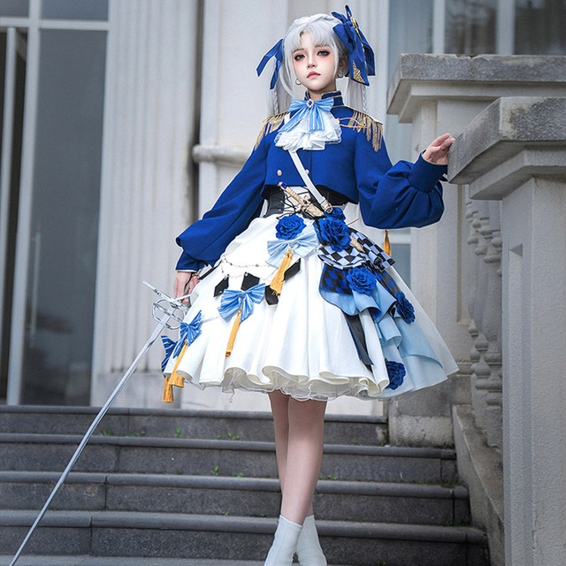 サブカル 服 地雷系 通販 【受注生産 製作納期4か月】軍服アイドル ジャンパースカート レイヤード リボン ミリロリ ライブ ステージ衣装