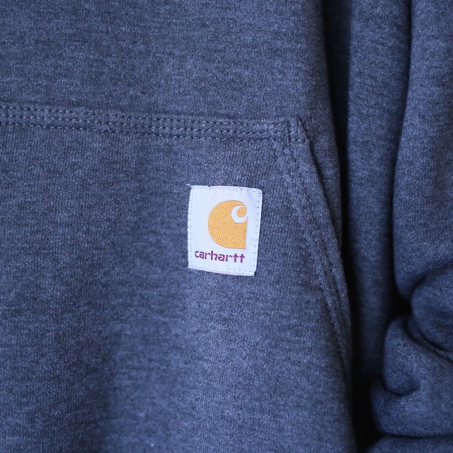 "Carhartt" sleeve logo printed over silhouette dark gray sweat parka