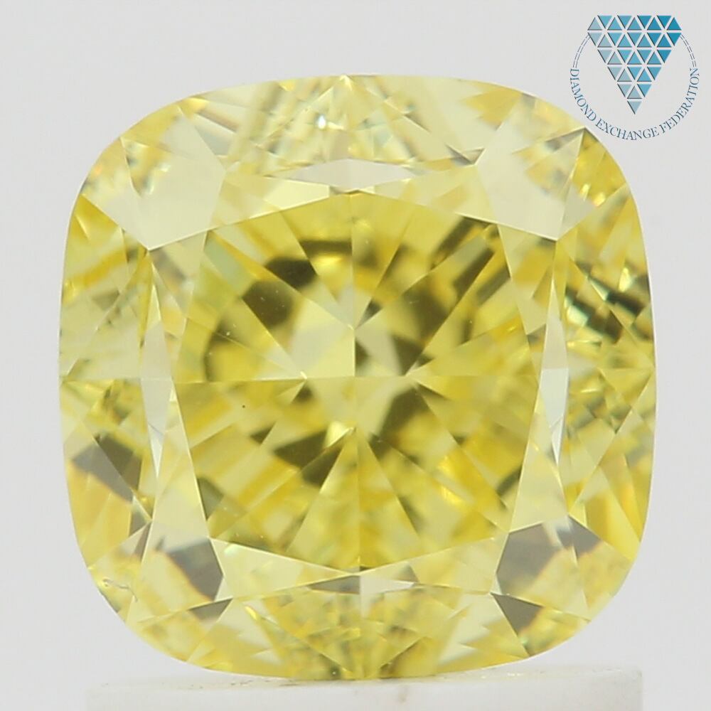 2 ct FANCY VIVID YELLOW VVS2 CUSHION GIA 天然 ダイヤモンド ルース | DIAMOND EXCHANGE  FEDERATION