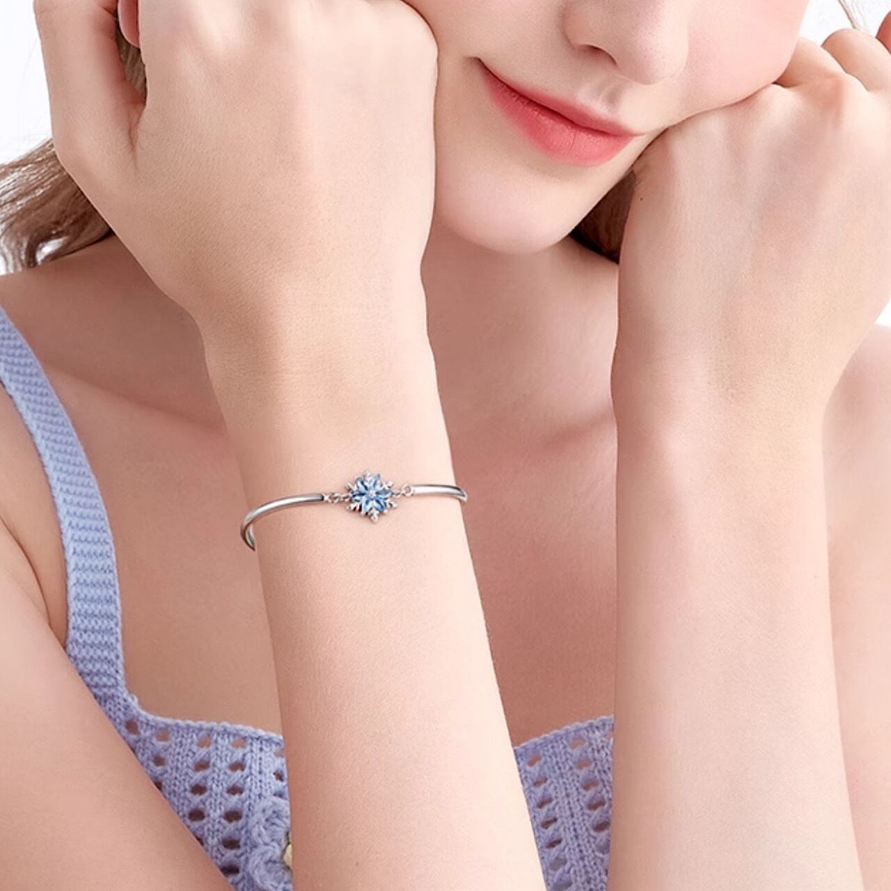おしゃれ 雪の結晶 ブルー×シルバー レディース ブレスレット | FANCY