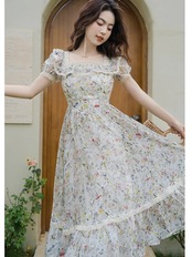 【0064】Colorful Small Floral Pattern Short Sleeve Dress