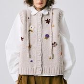 花刺繍のニットカーディガン&ベストセット 《P0267》