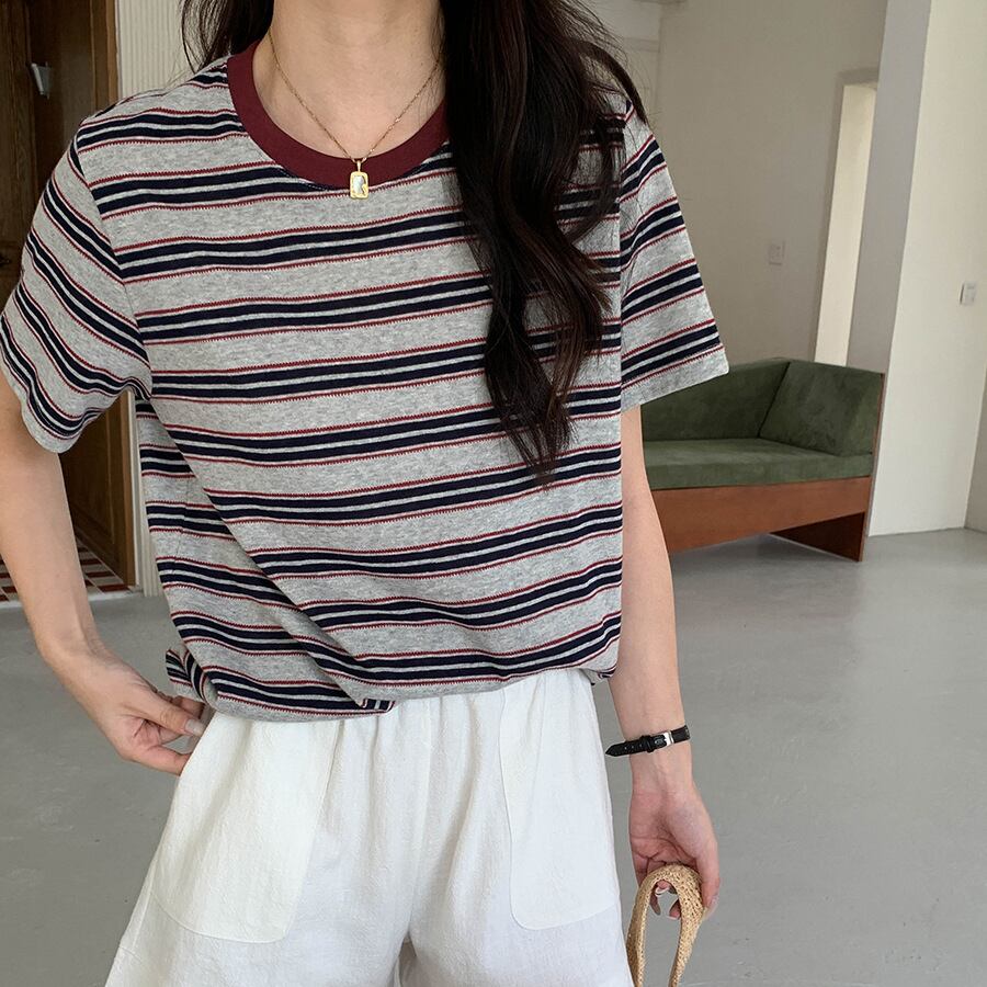 【tops】ボーダー柄Tシャツ M32970