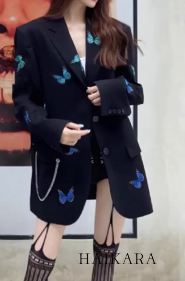 Modern jacket with butterfly print design