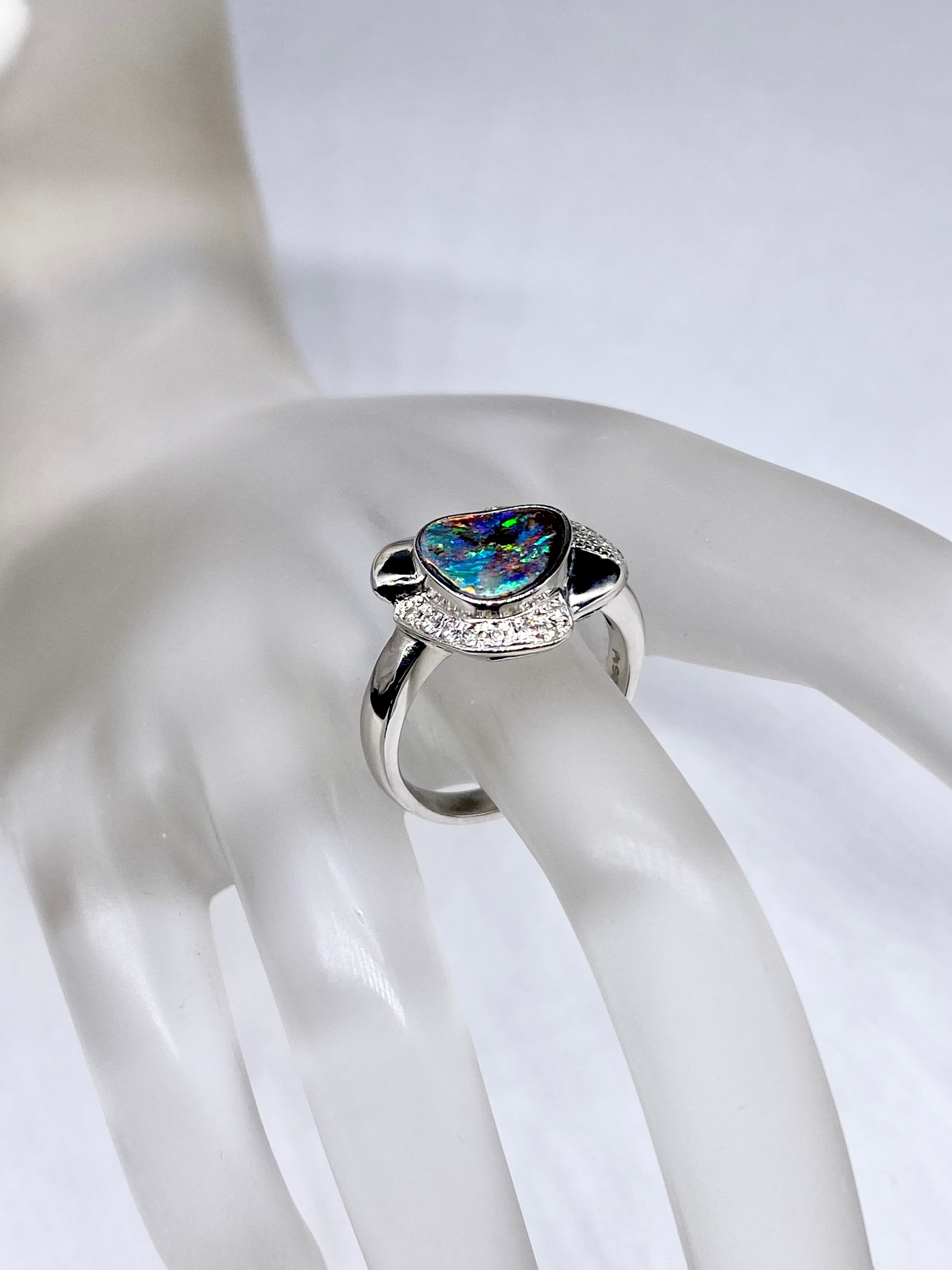 ボルダーオパール 3.00ct / ダイヤモンド 計0.16ct Pt900 リング ボルダーオパール 3.00ct / ダイヤモンド 計0.16ct Pt900 リング